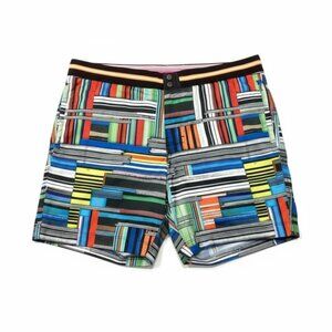 Robert Graham Swim Board Shorts Men's 36 Colorful Multicolor Abstract Bold Print